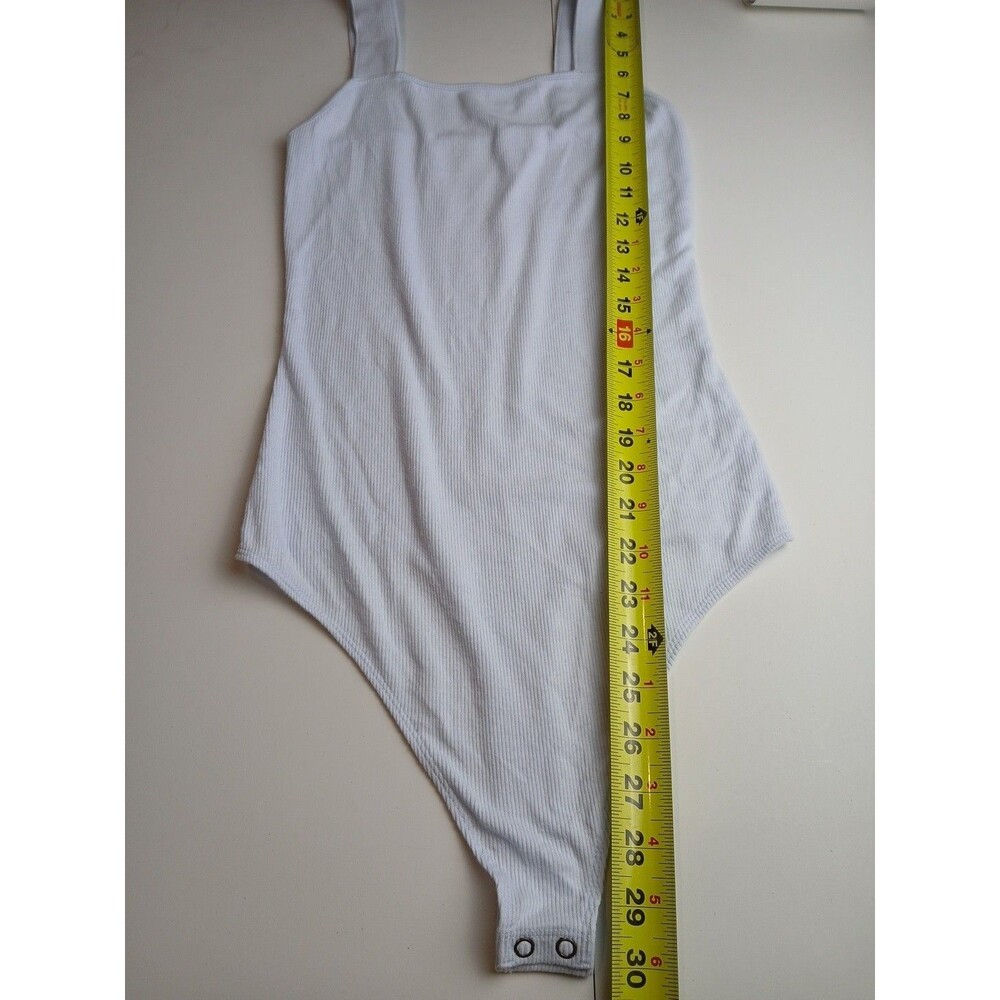 American Eagle Blue Bodysuit Womens Sz Medium Super Seamless Square Neck Ribbed - Picture 8 of 8